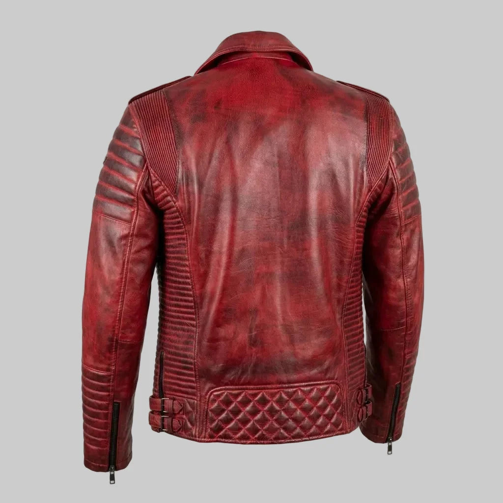 Sowachi Red Sheepskin Super-Hero Inspired Leather Jacket For Men
