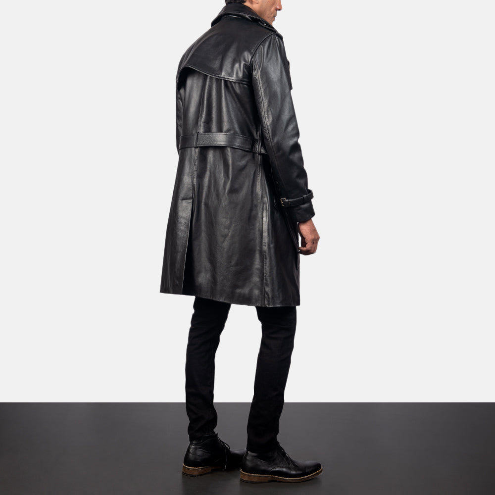 Sowachi Royson Black Leather Duster Coat