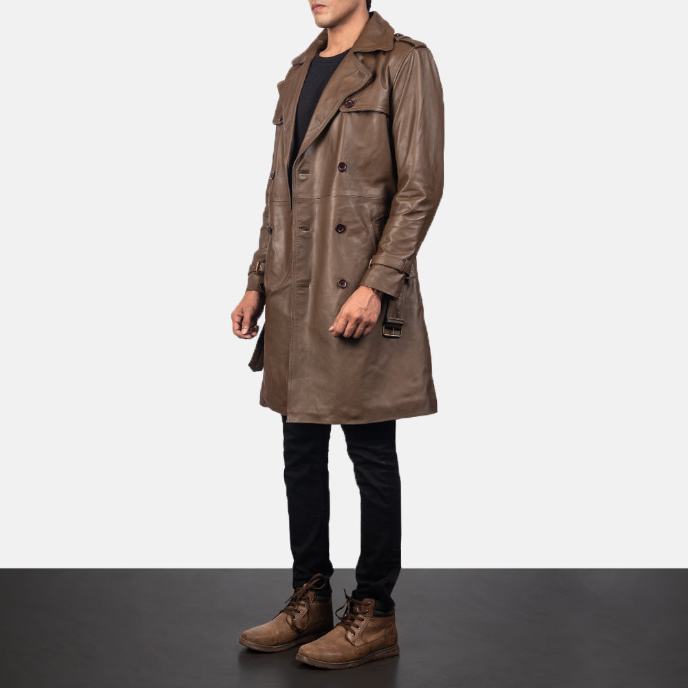 Sowachi Royson Brown Leather Duster Coat