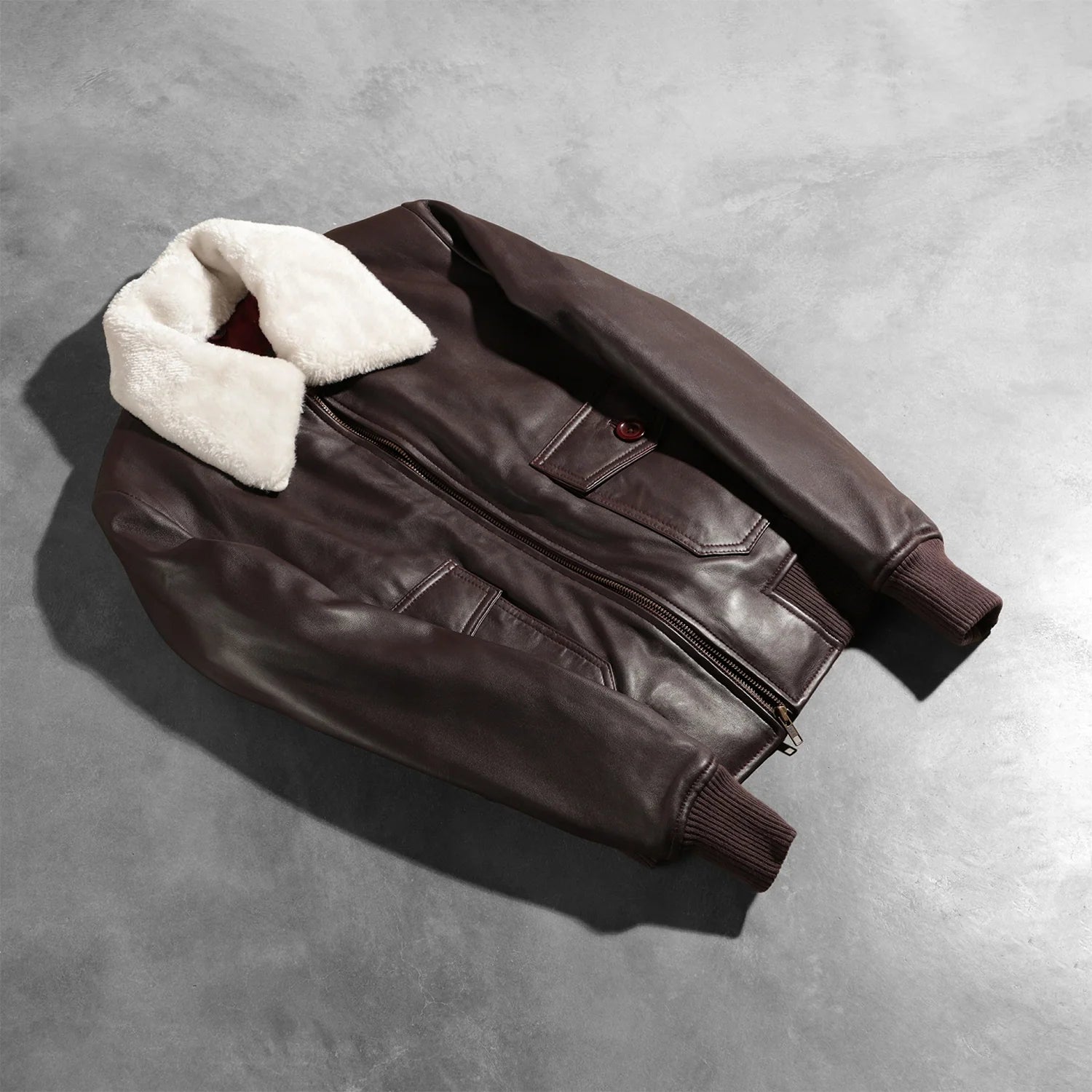 Sowachi Stella G-1 Maroon Leather Bomber Jacket