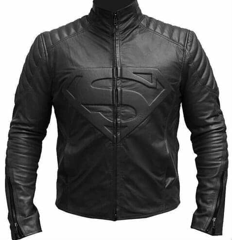 Sowachi Superman Black Leather Biker Jacket For Men
