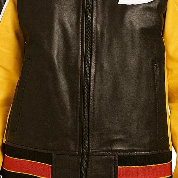 Sowachi Taylora - Women's Black Kansas City Chiefs Inspired Leather Bomber Jacket