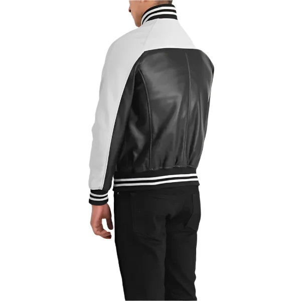 Sowachi Hazvion - Men's Black Sheepskin Leather Varsity Jacket