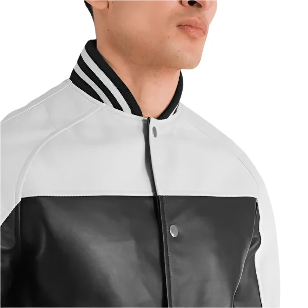Sowachi Hazvion - Men's Black Sheepskin Leather Varsity Jacket