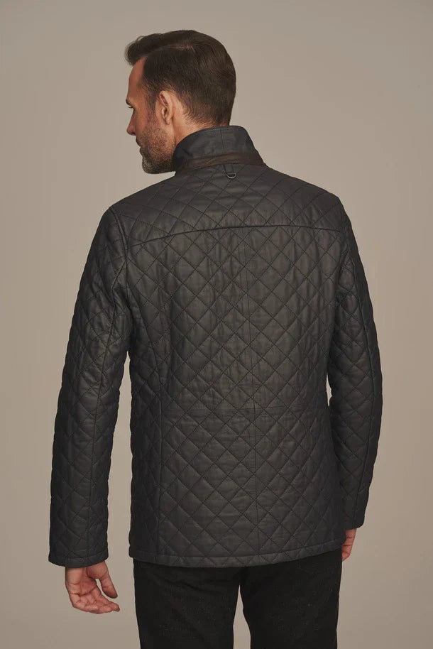 Sowachi Men's Black Quilted Leather Jacket