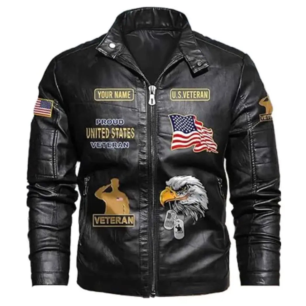 Sowachi US Army Black Veteran Lambskin Leather Jacket