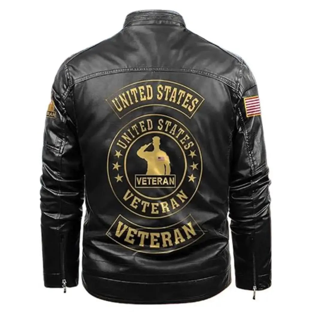 Sowachi US Army Black Veteran Lambskin Leather Jacket