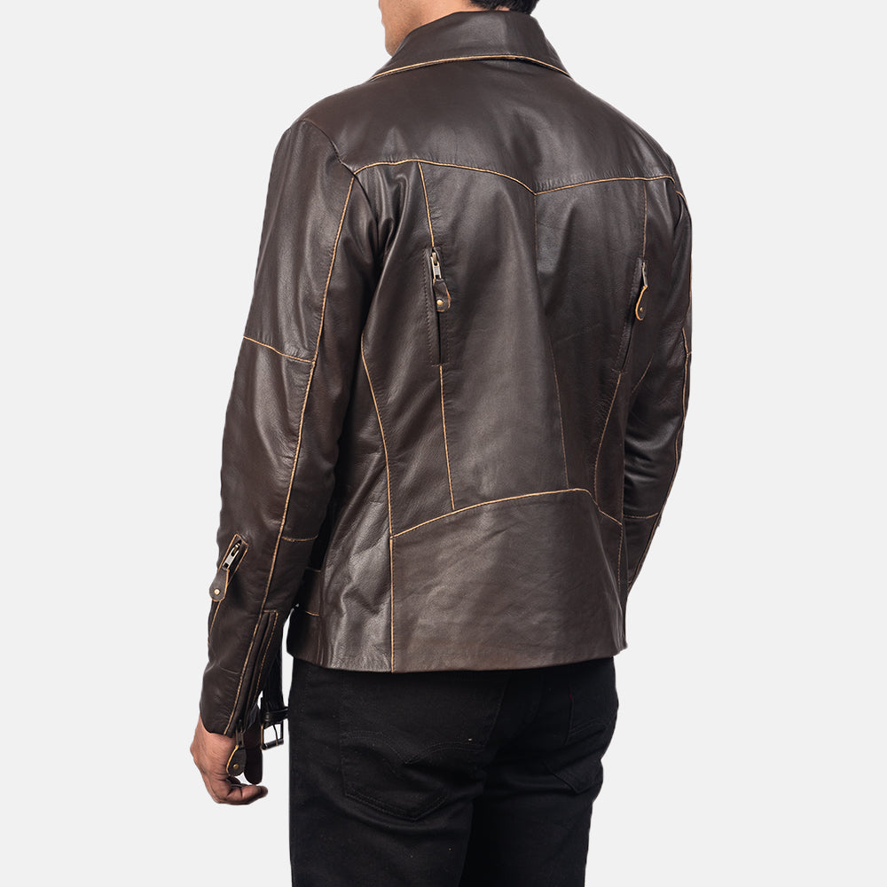 Sowachi Vincent Brown Leather Biker Jacket