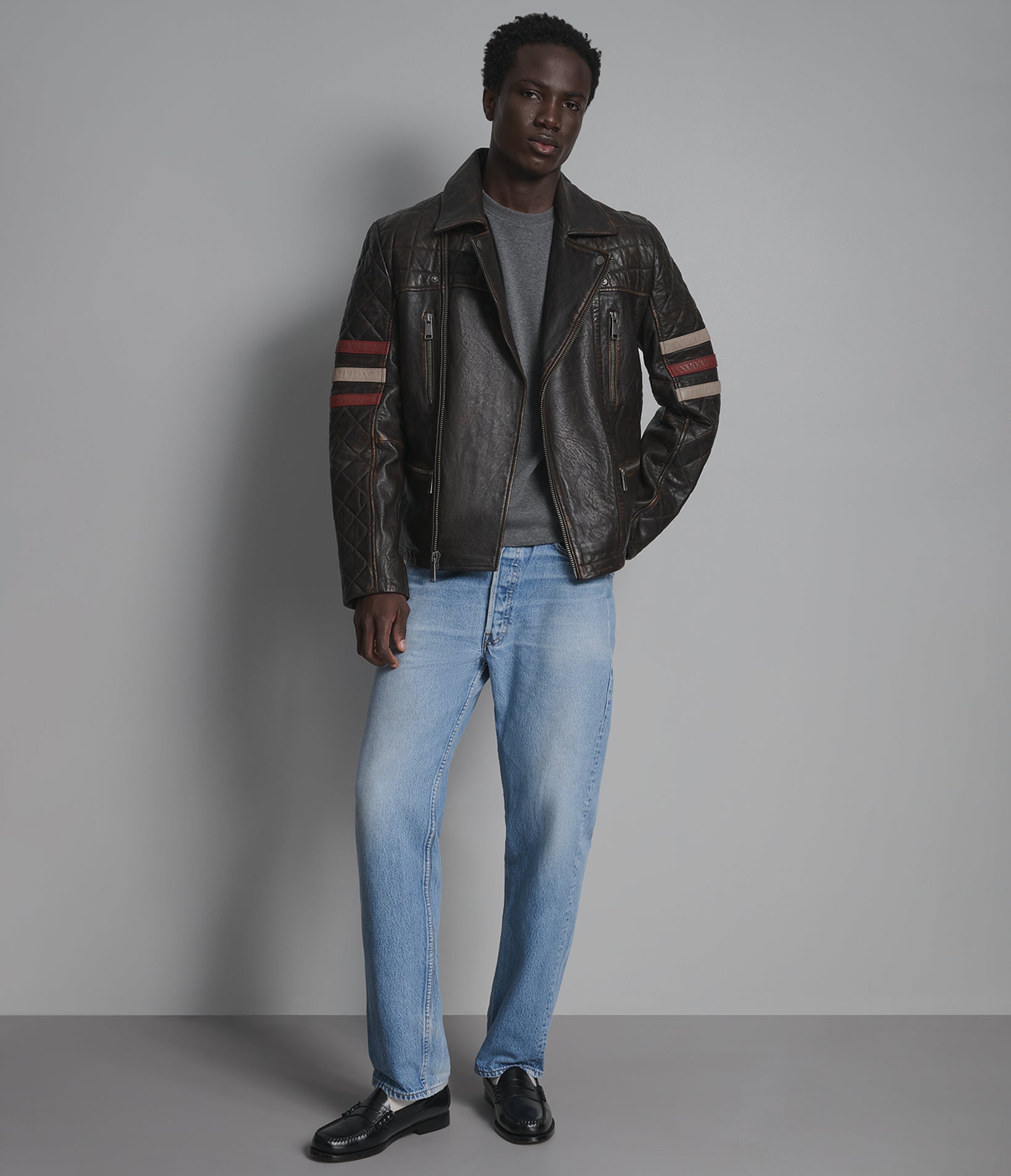 Colton Vintage Striped Moto Jacket