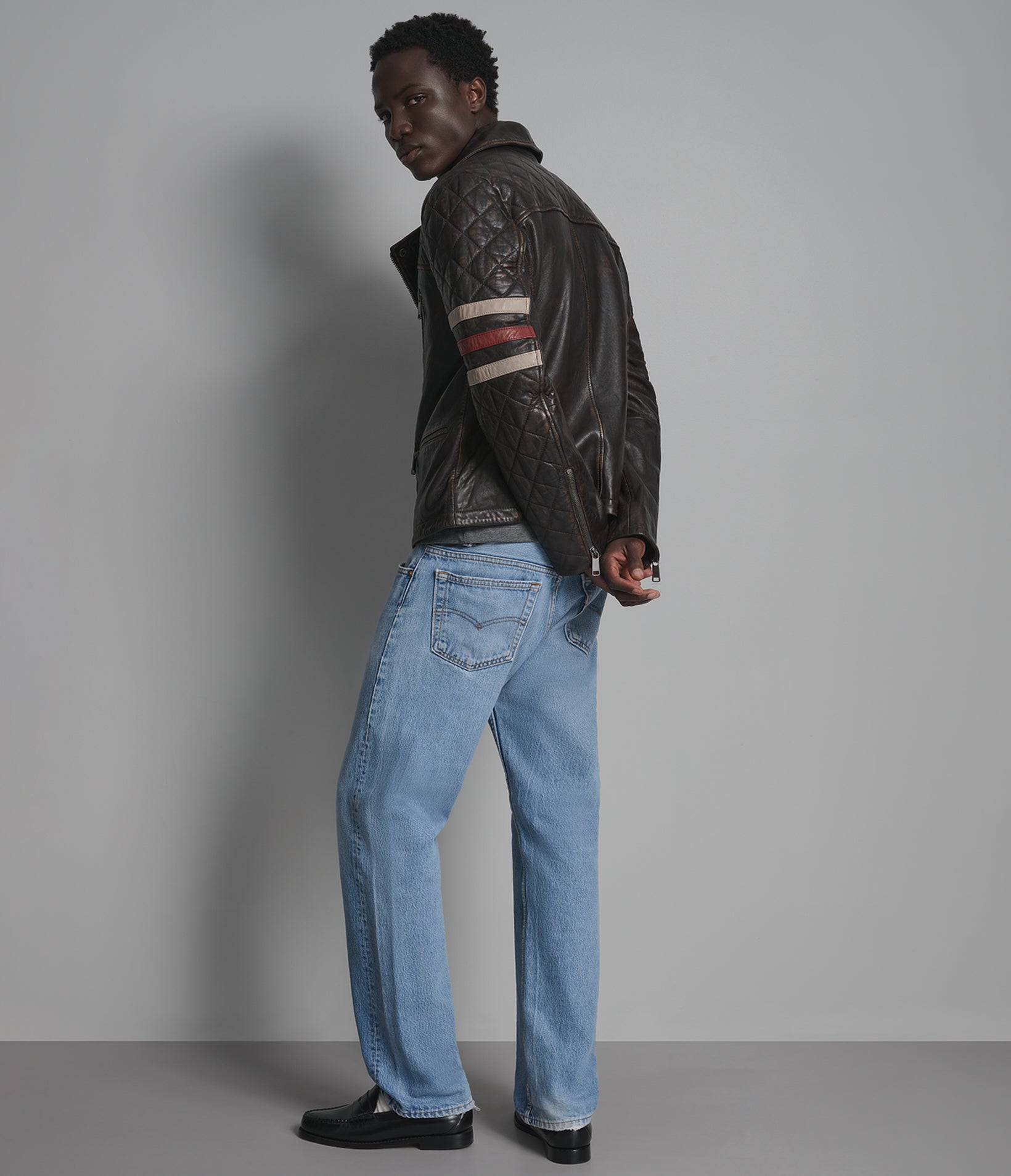 Colton Vintage Striped Moto Jacket
