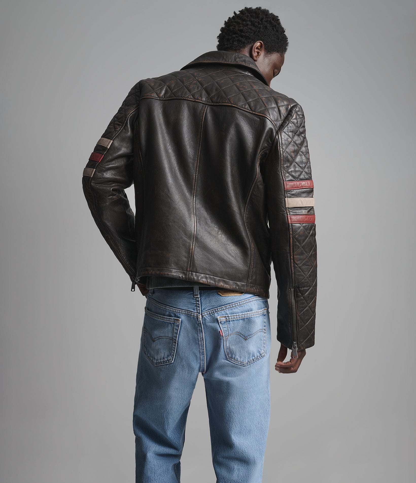 Colton Vintage Striped Moto Jacket