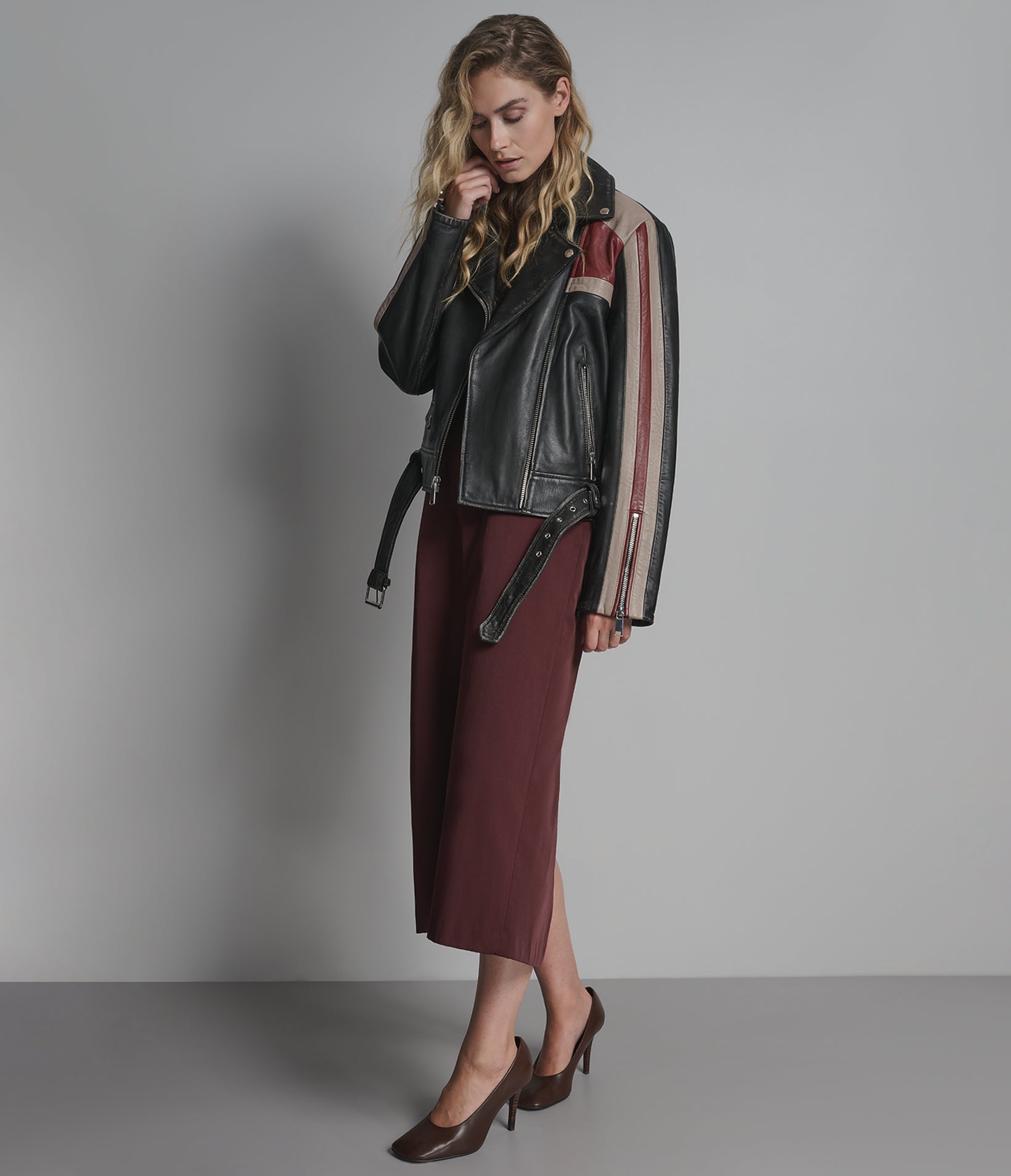 Kya Vintage Striped Moto Jacket