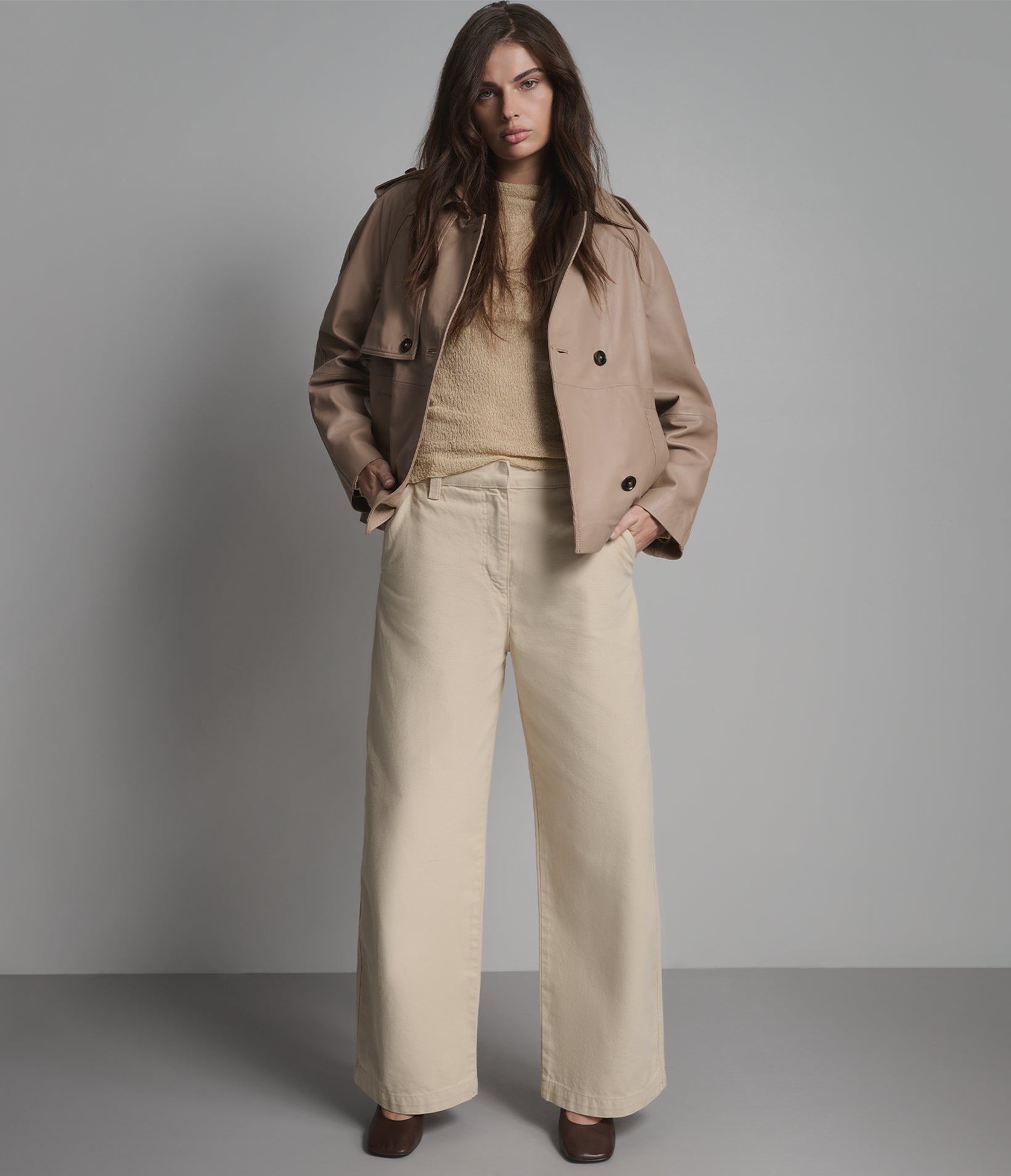 Teagan Double-breasted Short Trench Jacket