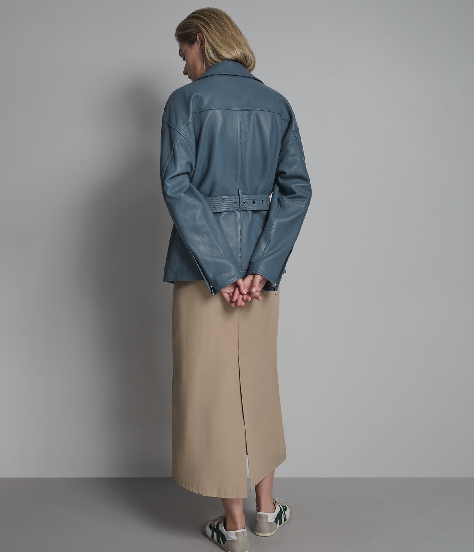 Monroe Leather Belted Asymmetric Moto Jacket