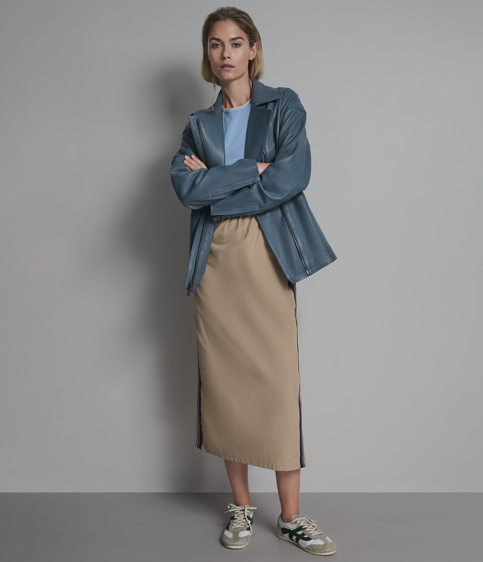 Monroe Leather Belted Asymmetric Moto Jacket