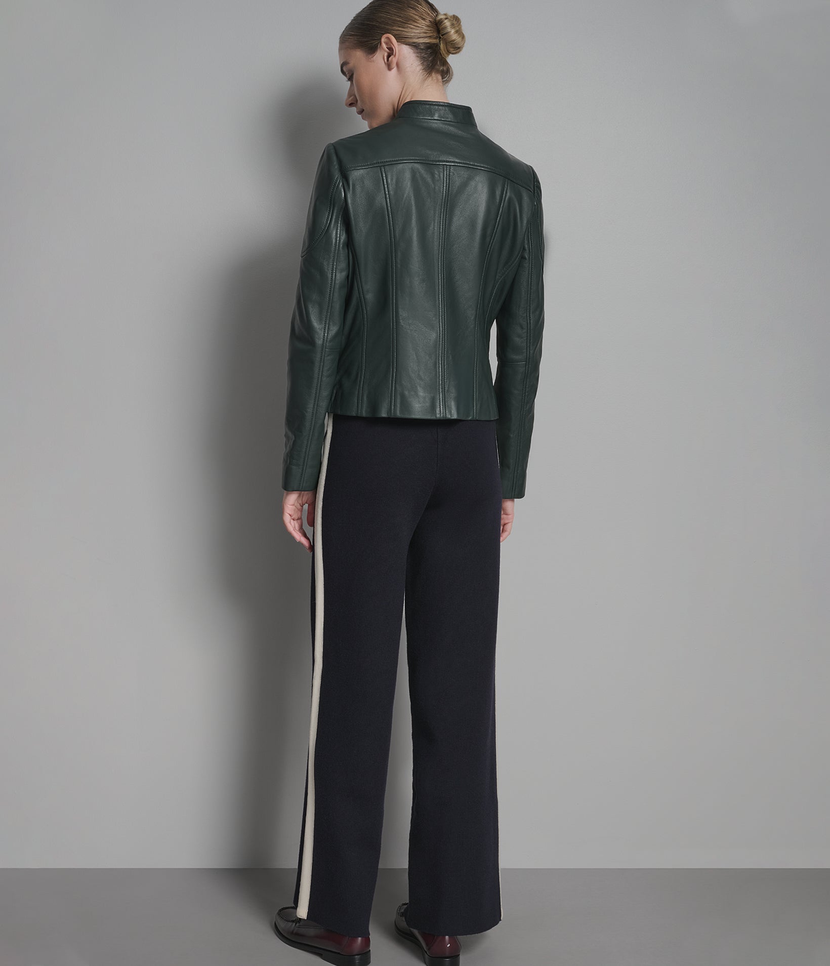 Caitlin Leather Scuba Racer Jacket
