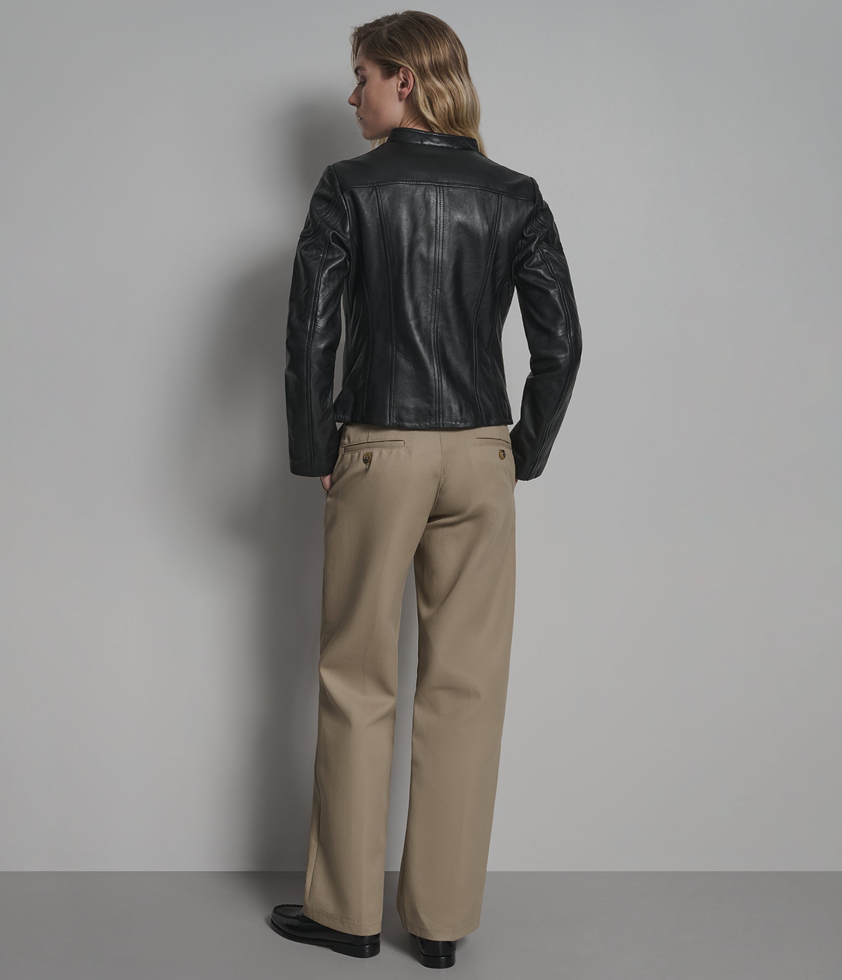 Caitlin Leather Scuba Jacket