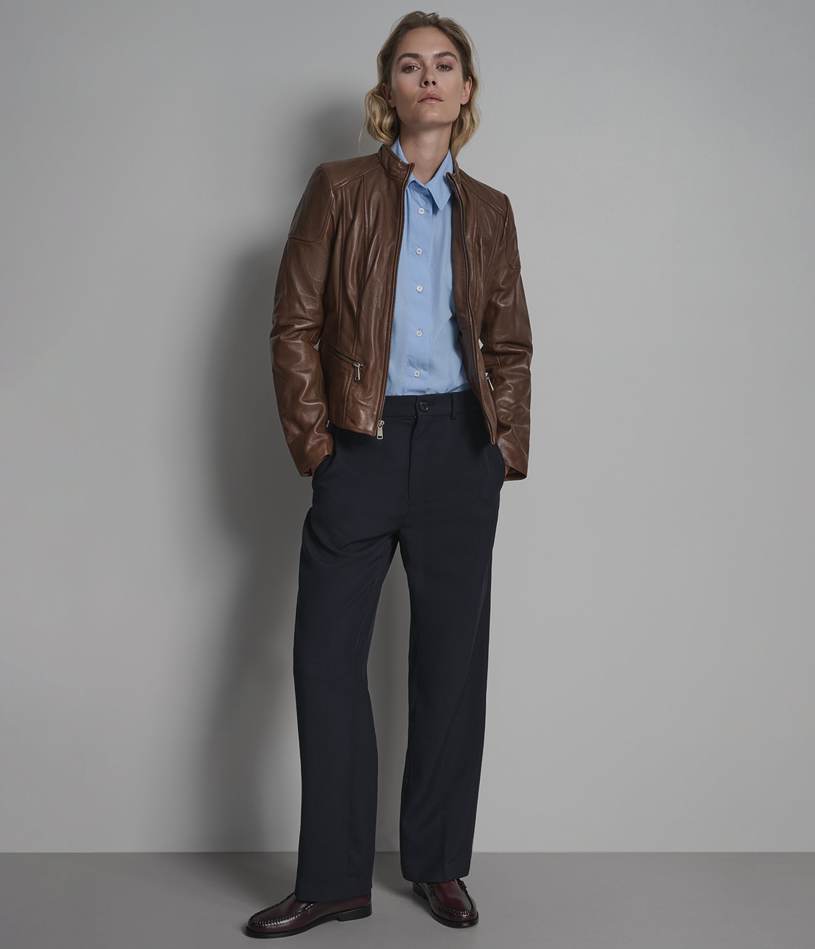 Caitlin Leather Scuba Jacket
