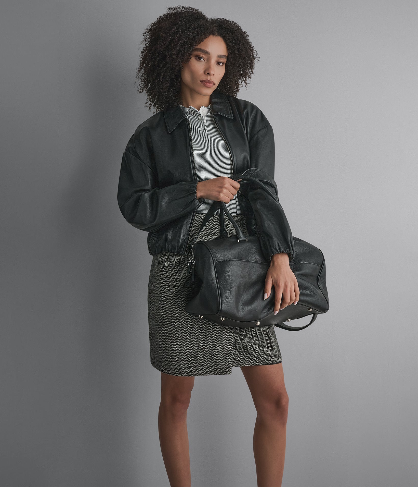 Brooke Leather Bubble Hem Jacket