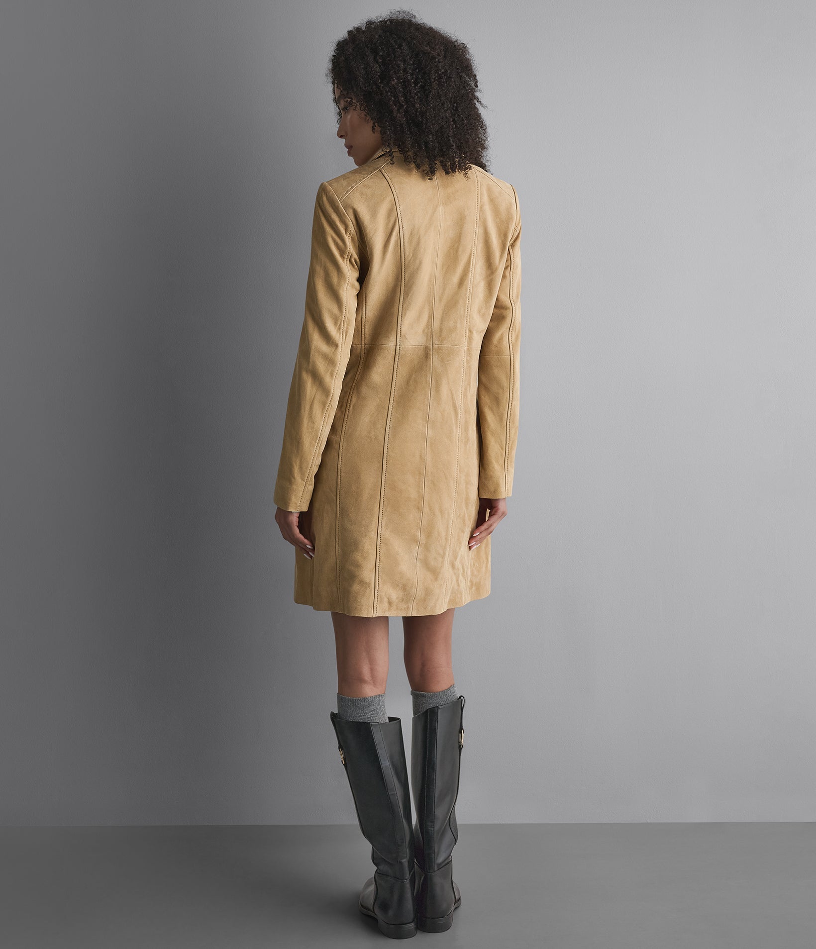 Nora Button Down Suede Trench Coat