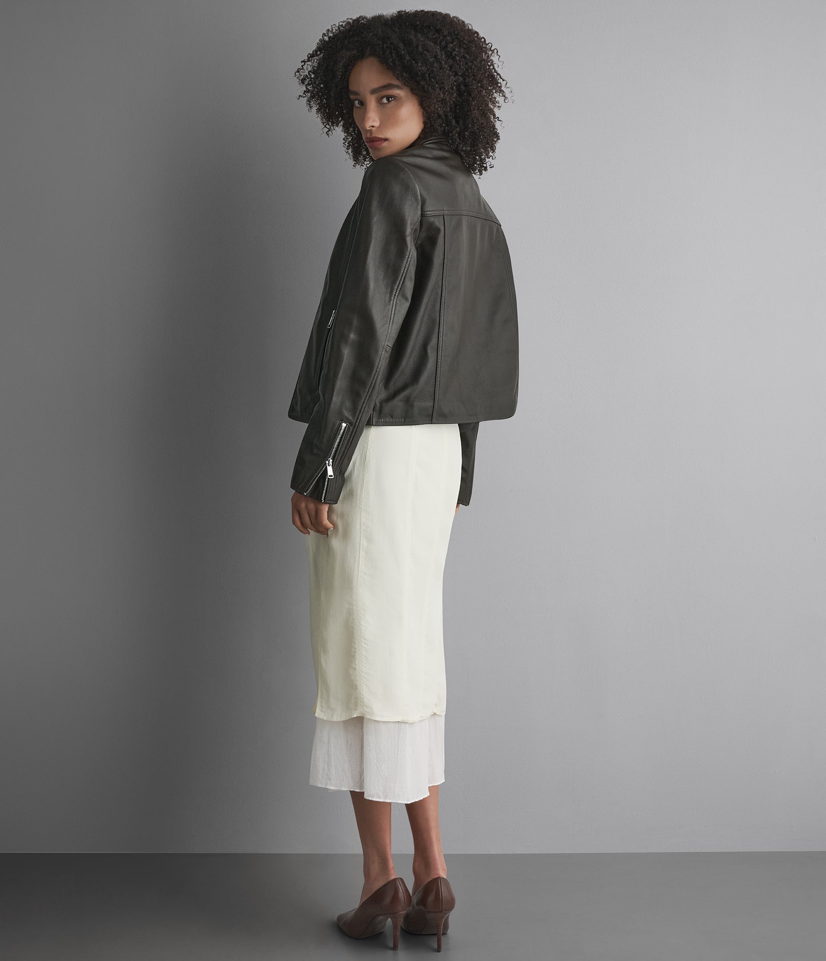 Justine Leather Shirt Jacket