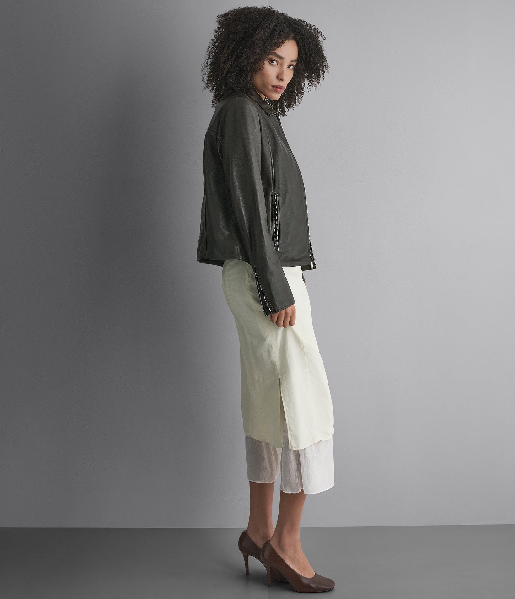 Justine Leather Shirt Jacket