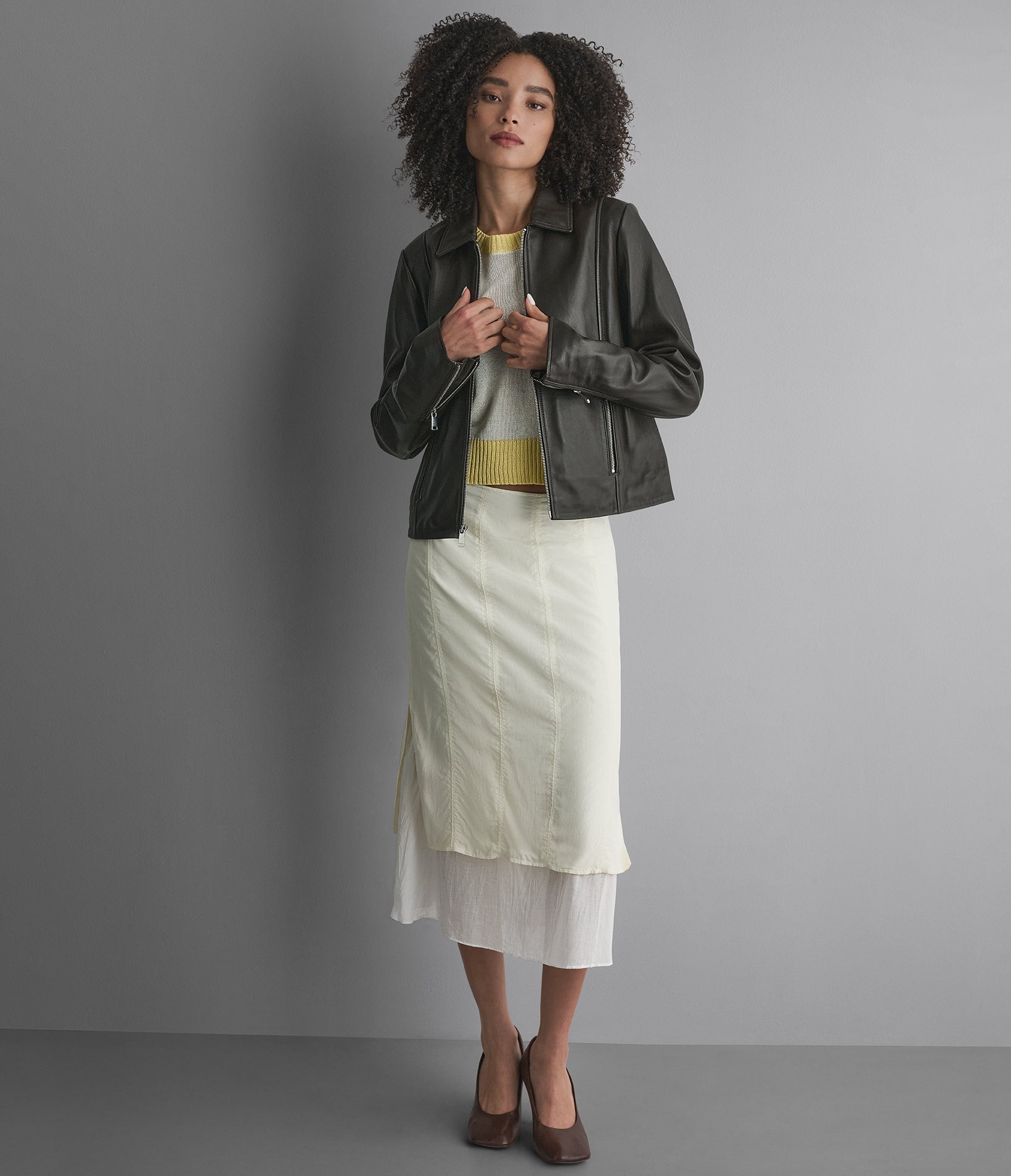 Justine Leather Shirt Jacket