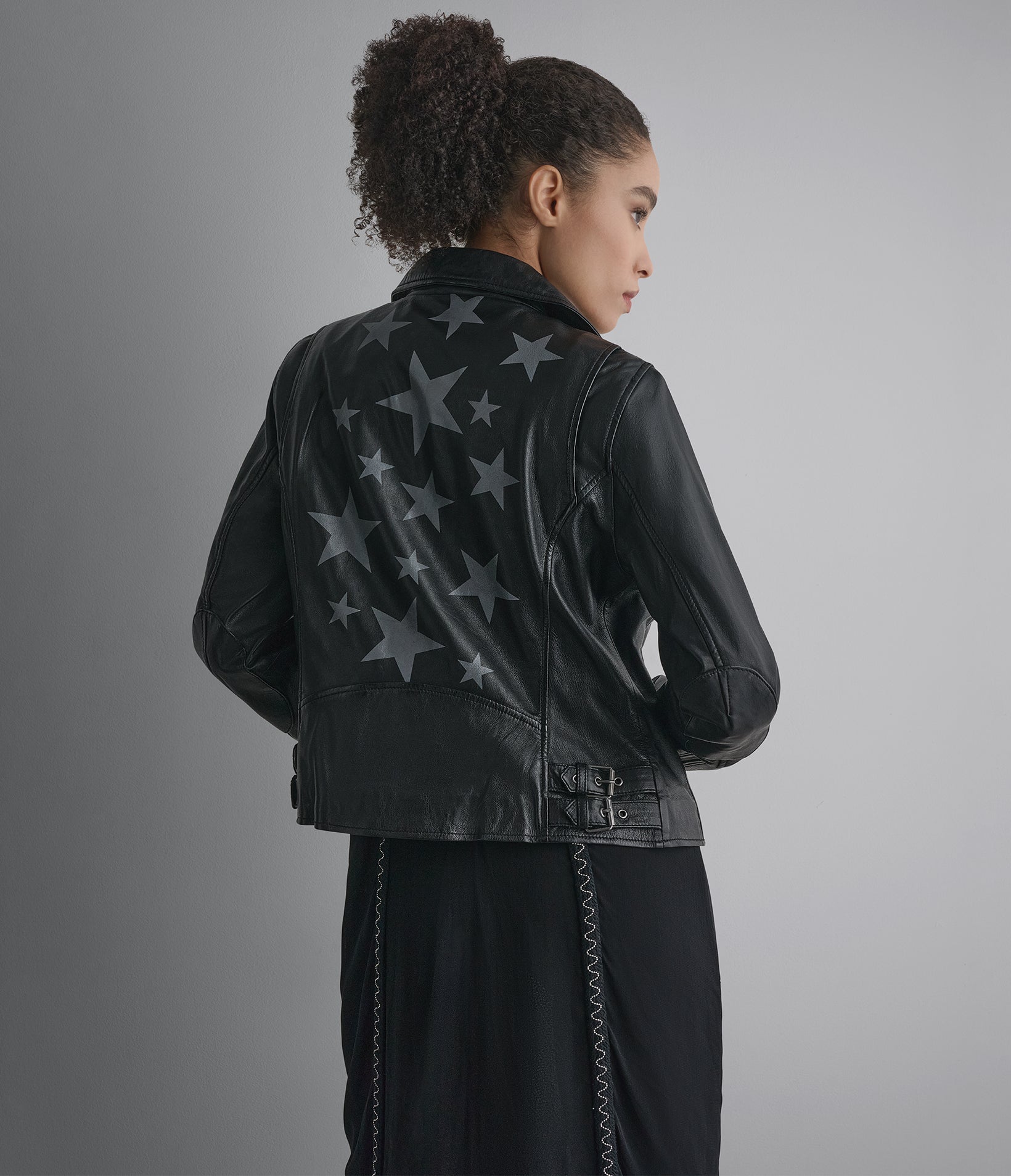 Delaney Leather Star Moto Jacket