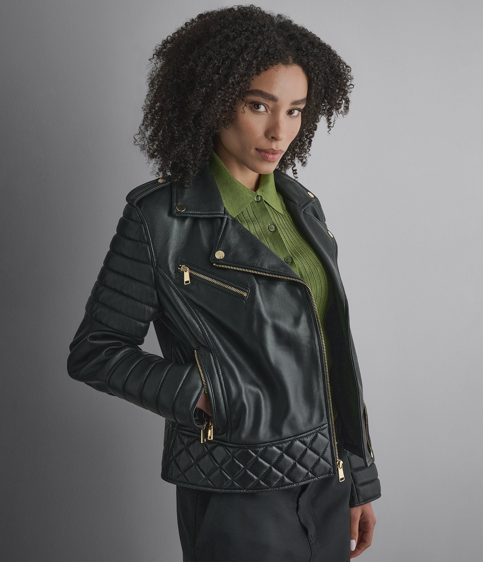 Mila Quilted Leather Moto Jacket