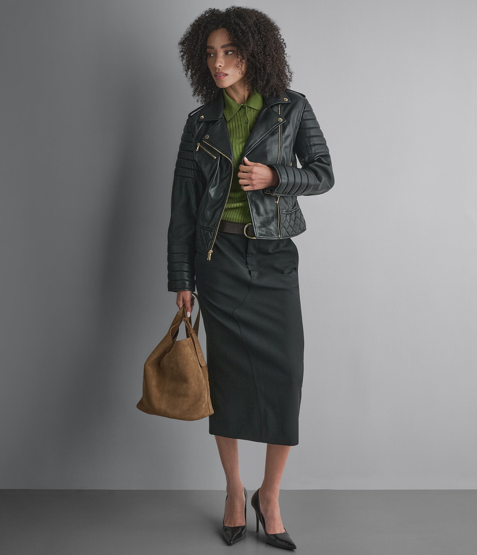 Mila Quilted Leather Moto Jacket