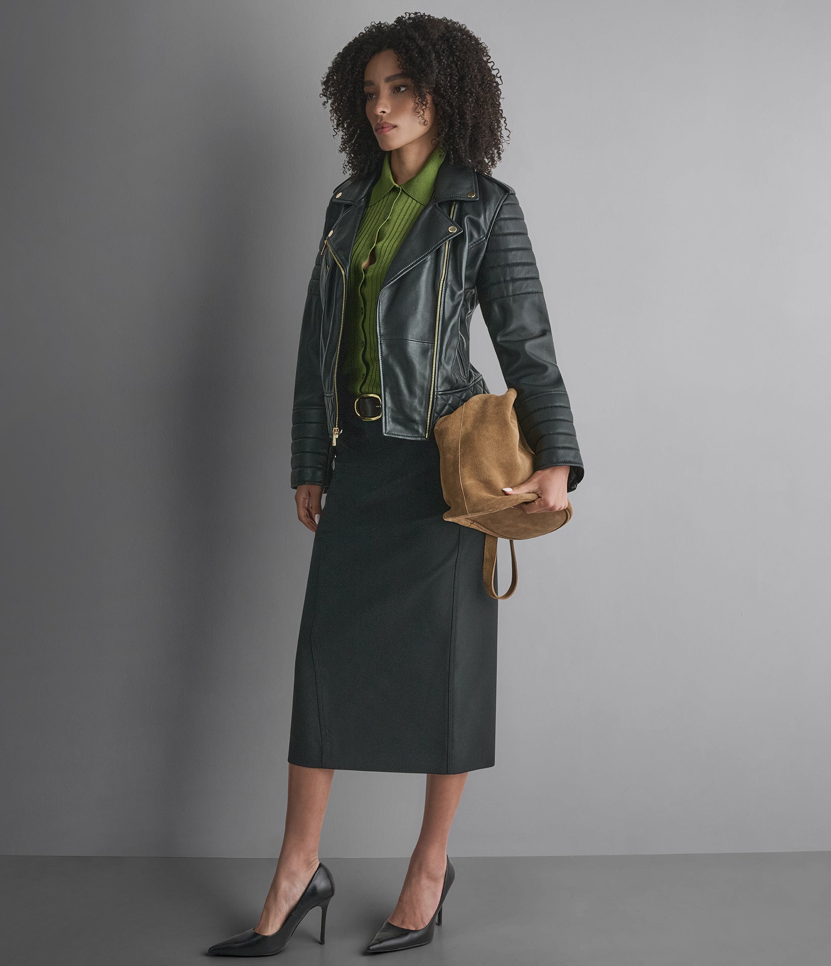 Mila Quilted Leather Moto Jacket