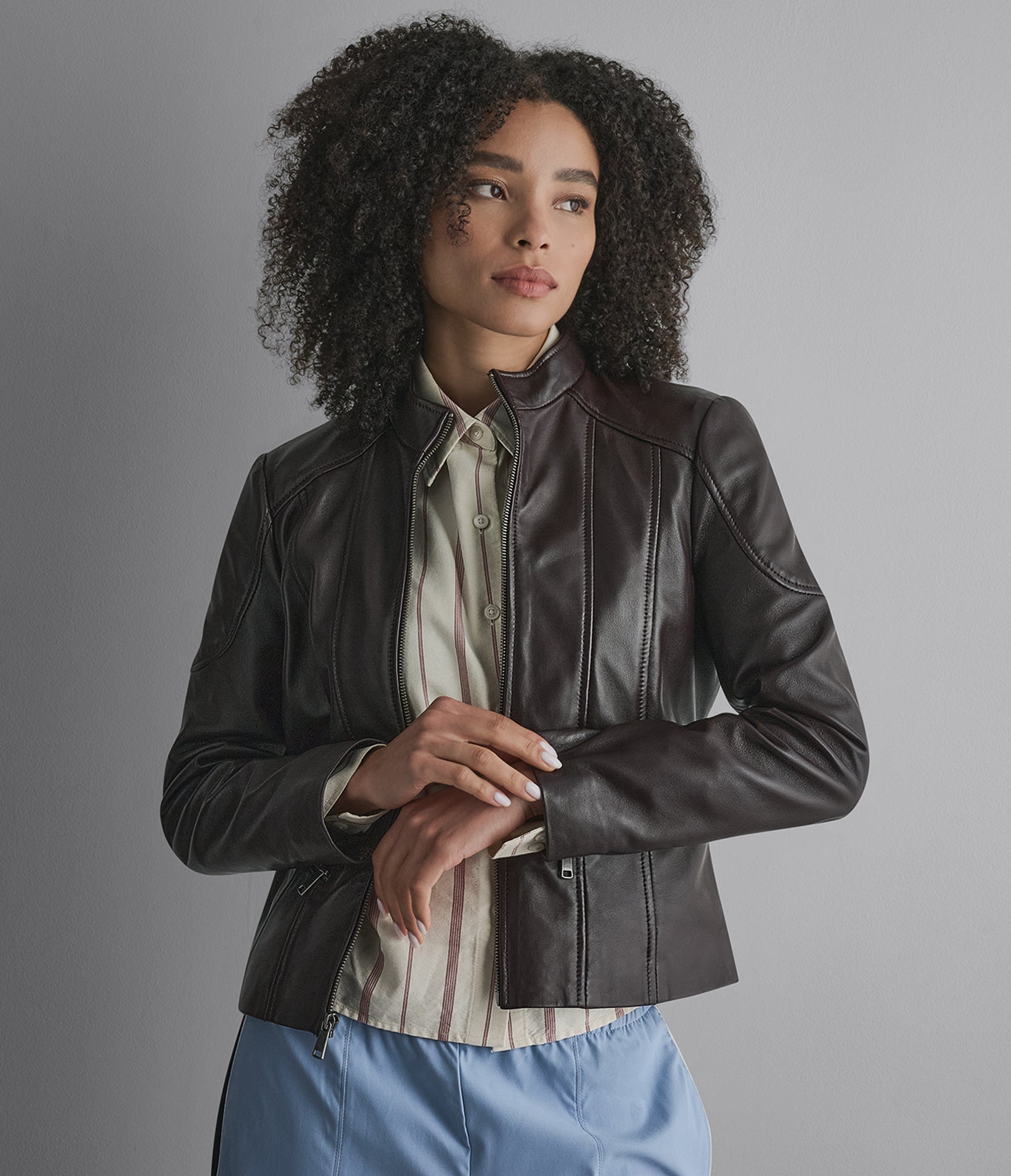 Caitlin Leather Scuba Racer Jacket