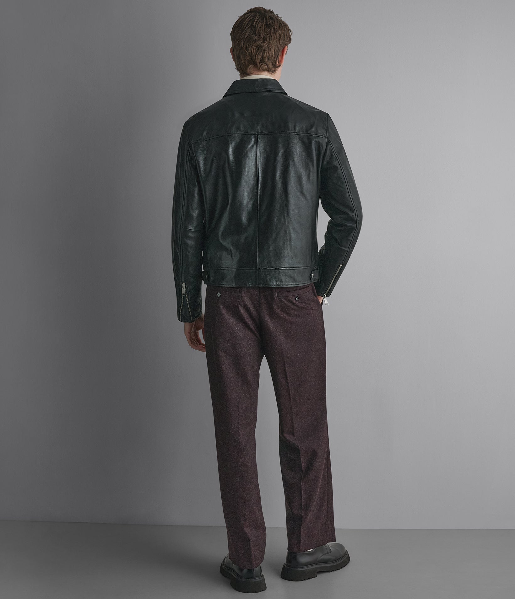 Teddy Leather Zip Up Jacket