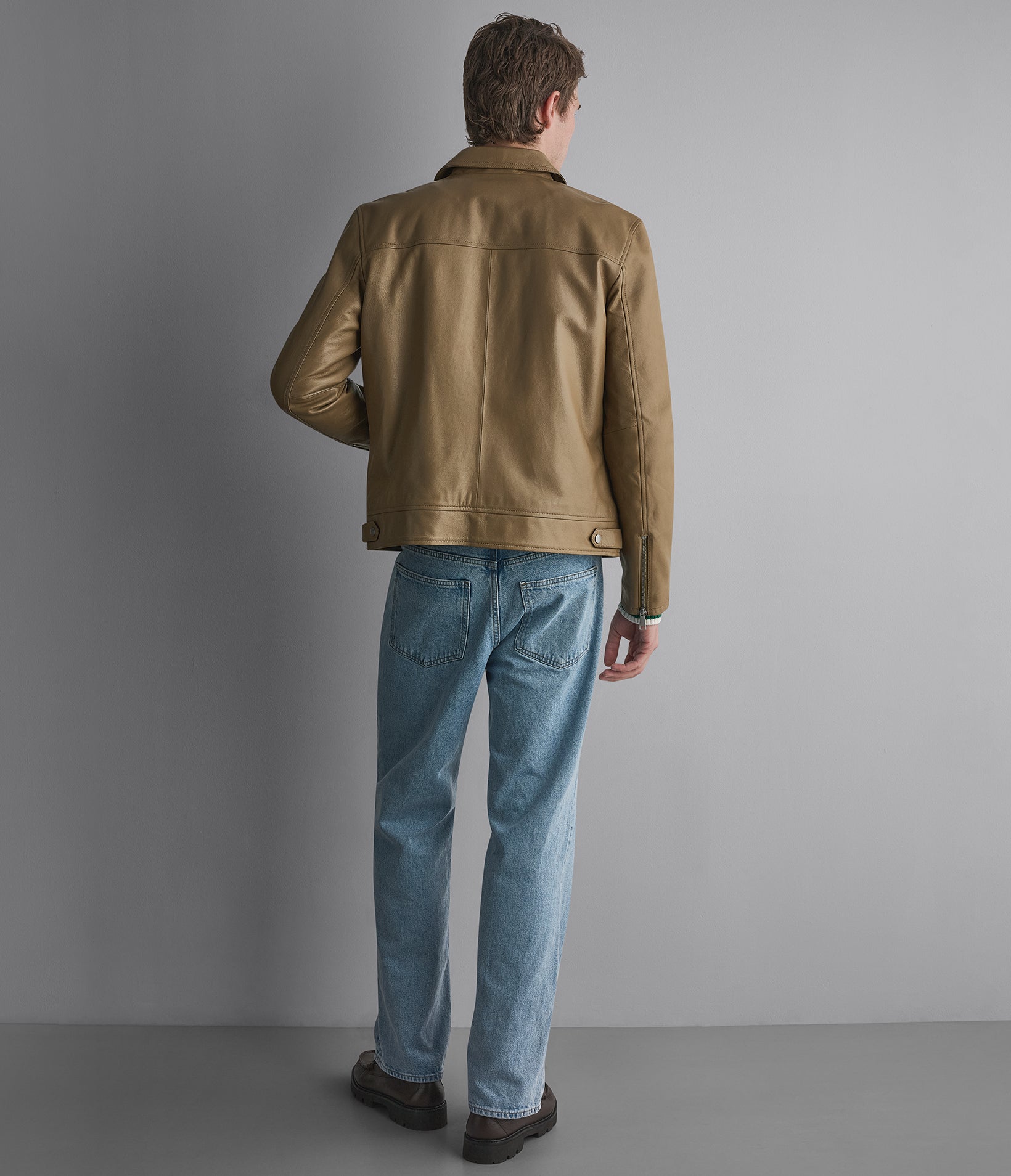 Teddy Leather Zip Up Jacket