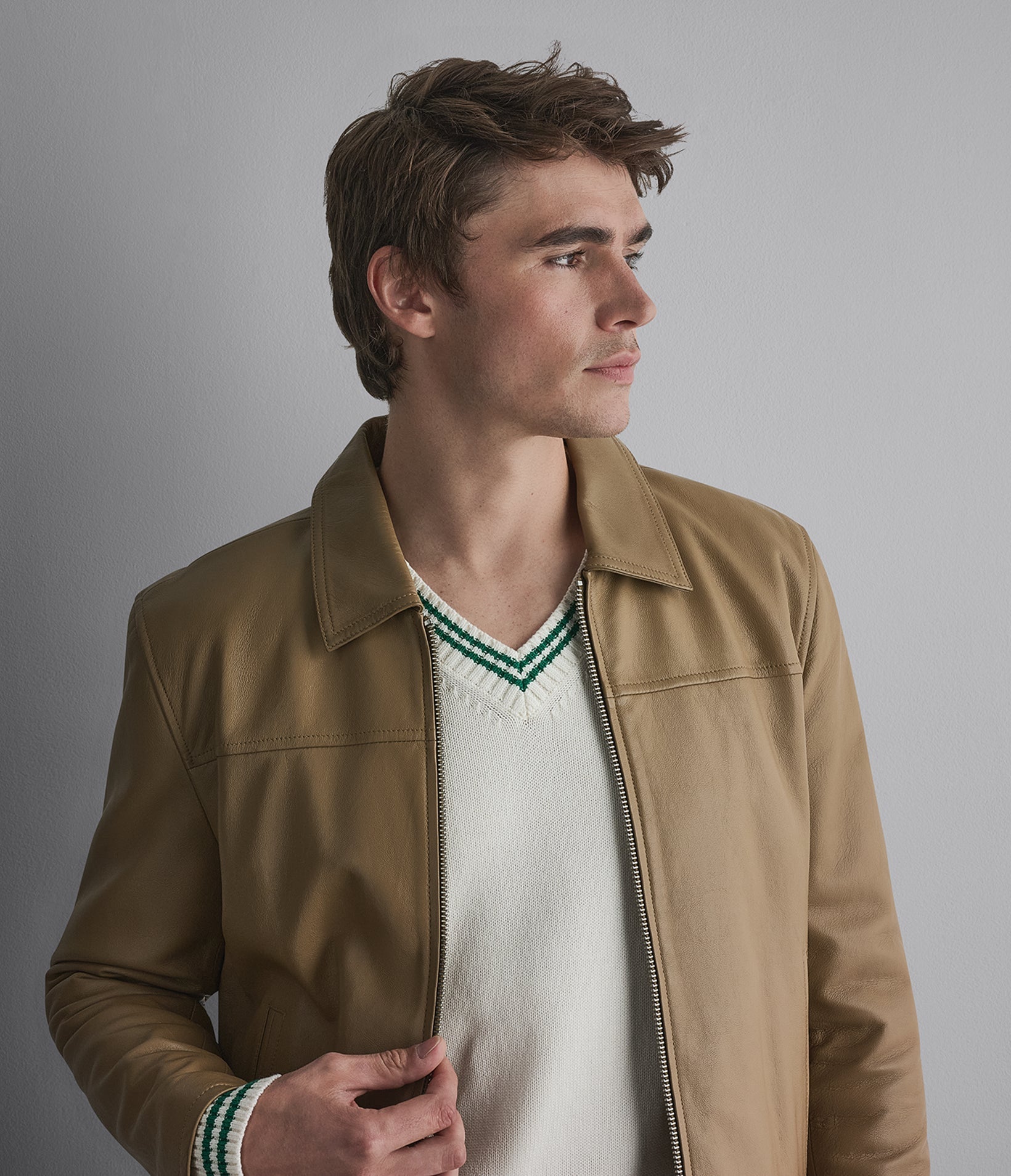 Teddy Leather Zip Up Jacket