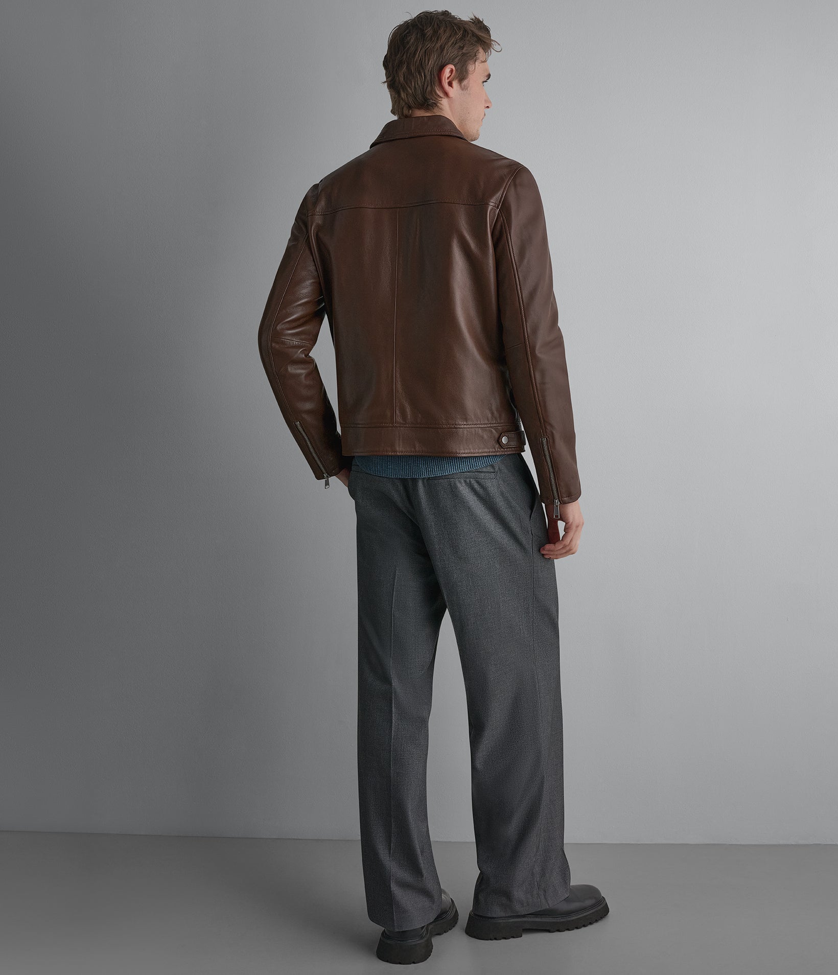 Teddy Leather Zip Up Jacket