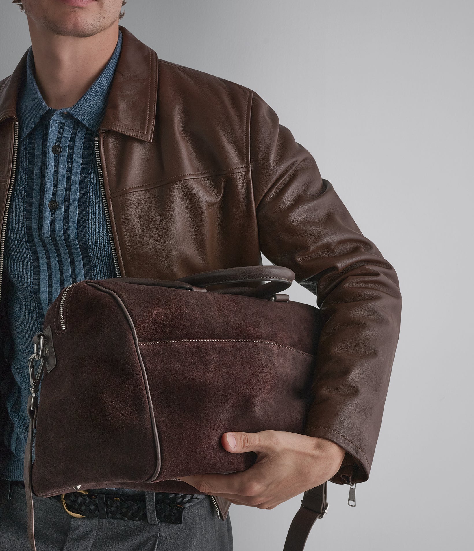 Teddy Leather Zip Up Jacket