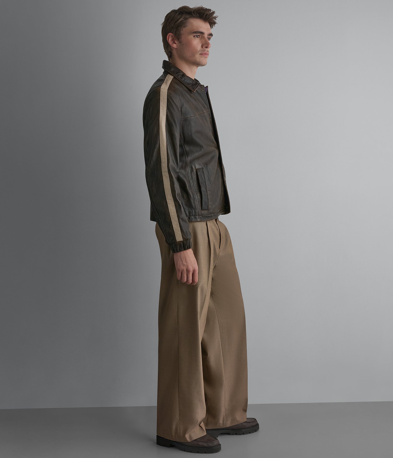 Trent Leather Striped Track Jacket