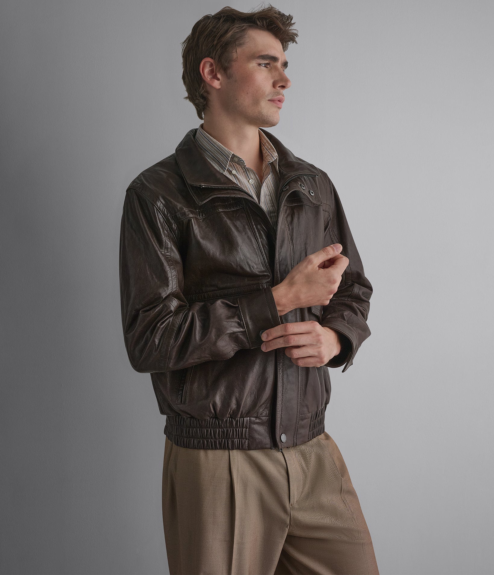 Marvin Leather Vintage Bomber Jacket