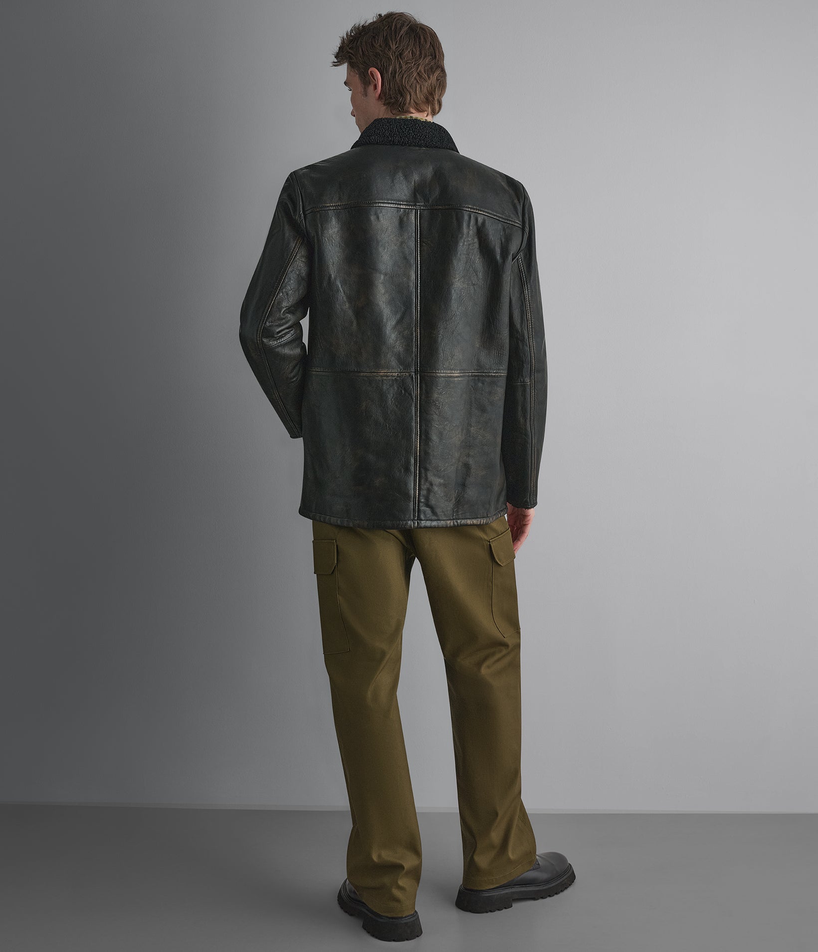 Bruce Faux Shearling Leather Car Coat