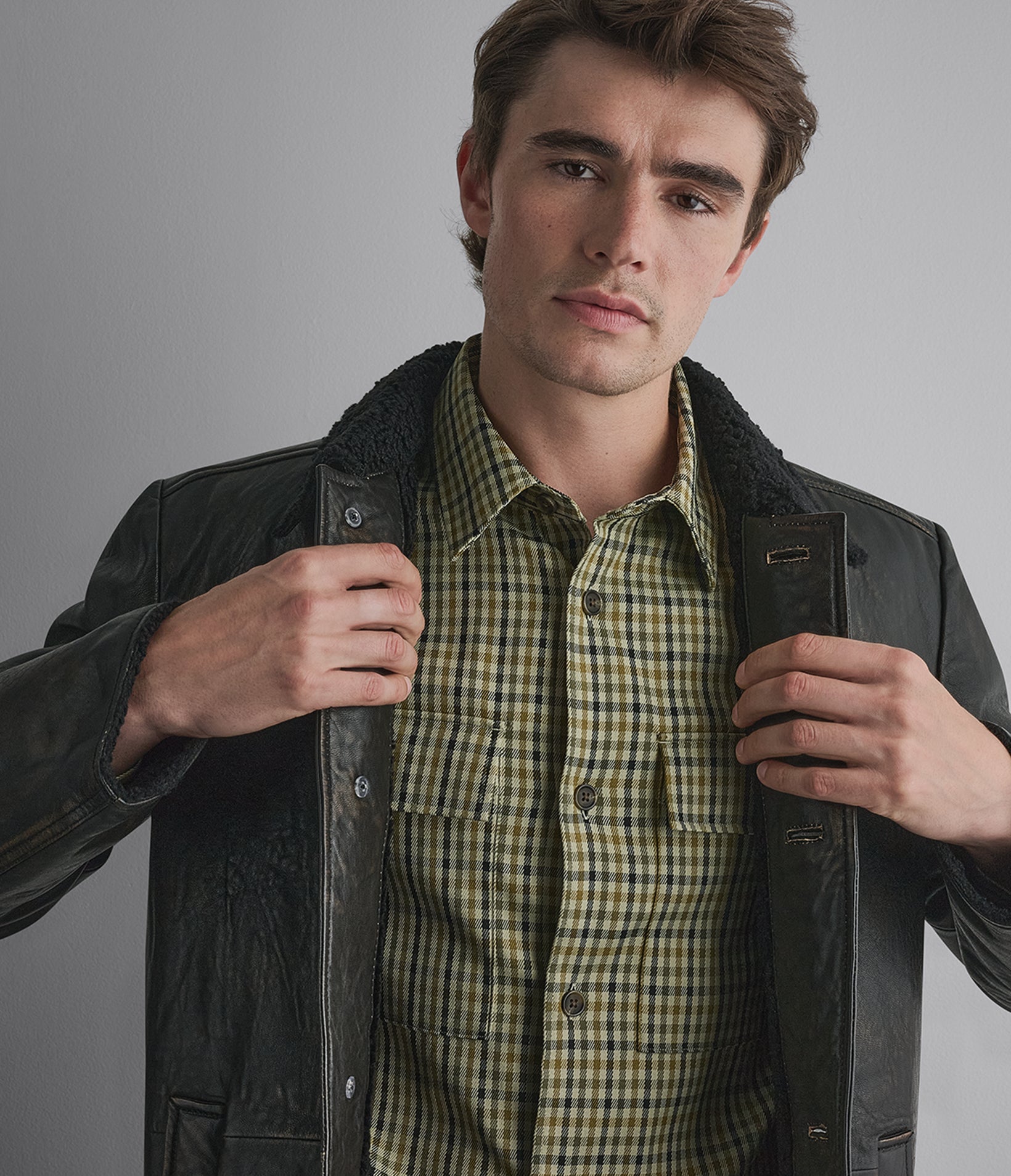 Bruce Faux Shearling Leather Car Coat