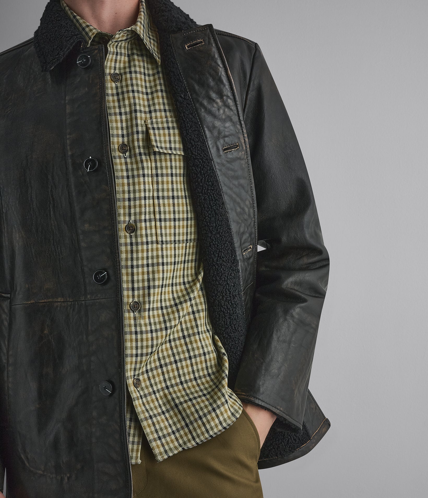 Bruce Faux Shearling Leather Car Coat