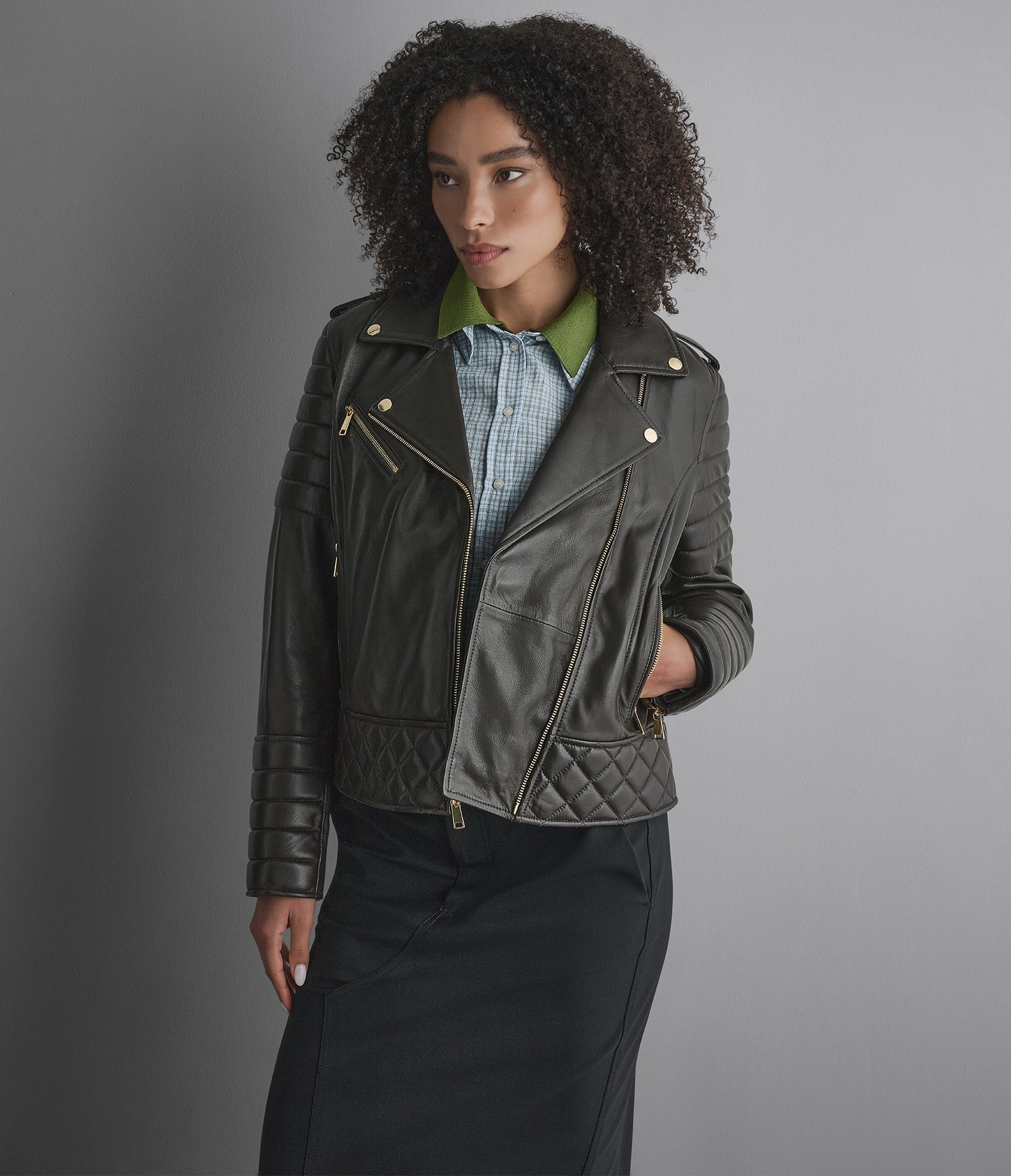 Mila Quilted Leather Moto Jacket