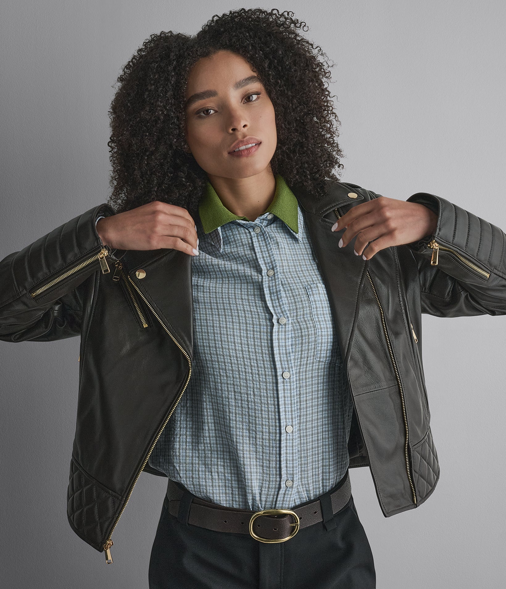 Mila Quilted Leather Moto Jacket