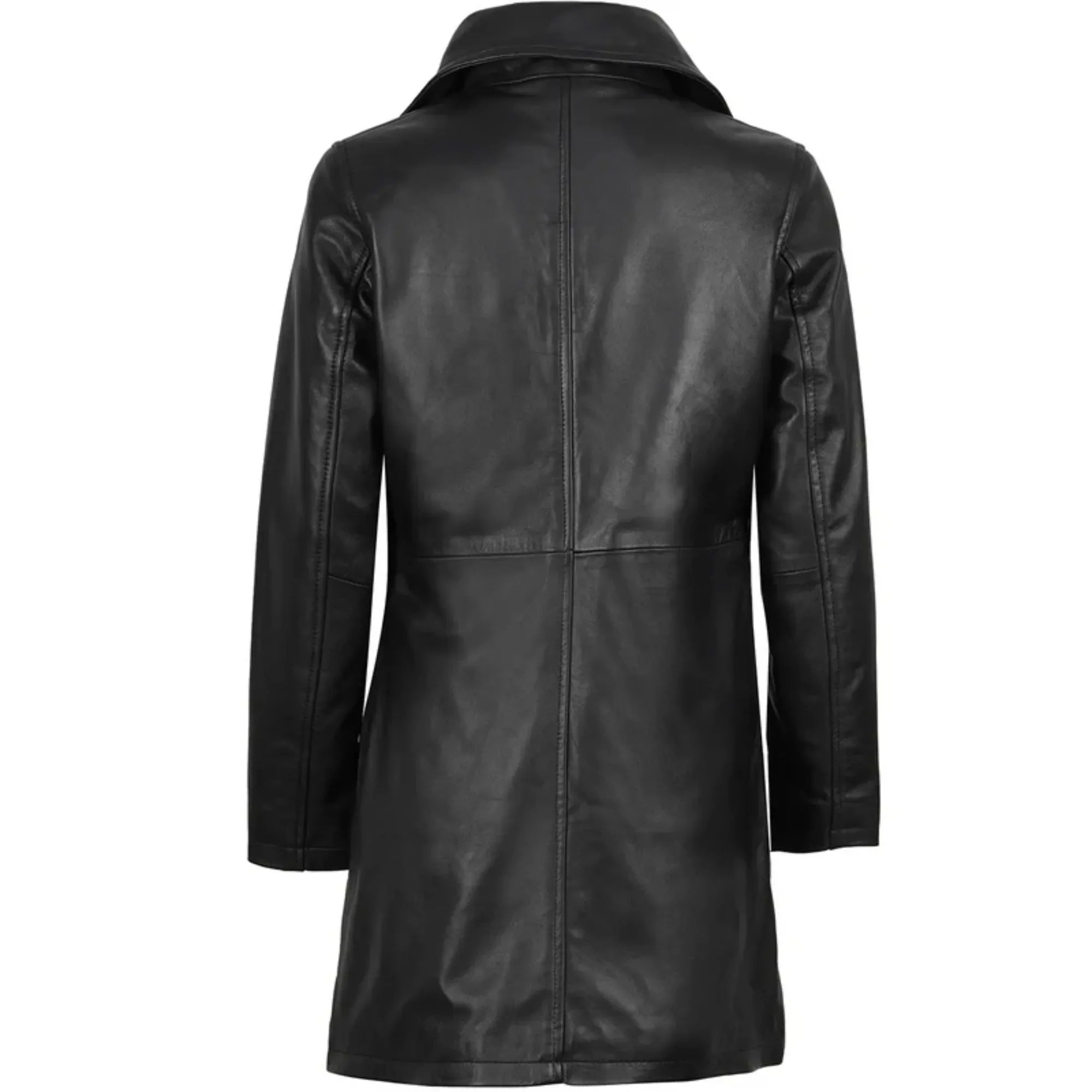 Sowachi Winella - Women's Black 3/4 Length Leather Car Coat