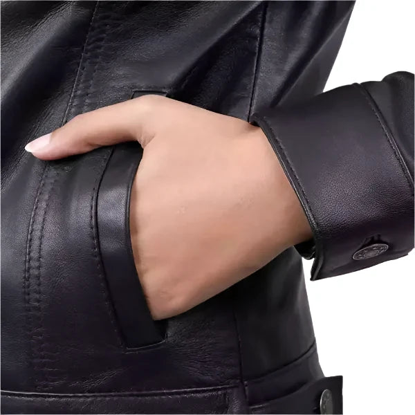 Sowachi Zelvara - Women's Black Sheepskin Leather Trucker Jacket