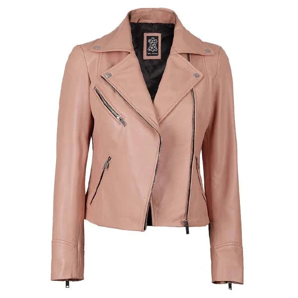 Sowachi Zarelle - Women's Pink Motorcycle Leather Jacket
