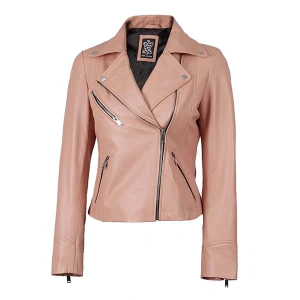 Sowachi Zarelle - Women's Pink Motorcycle Leather Jacket