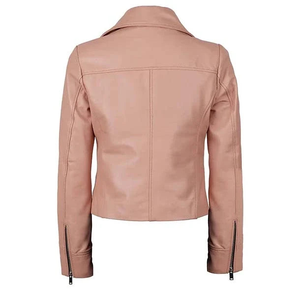 Sowachi Zarelle - Women's Pink Motorcycle Leather Jacket
