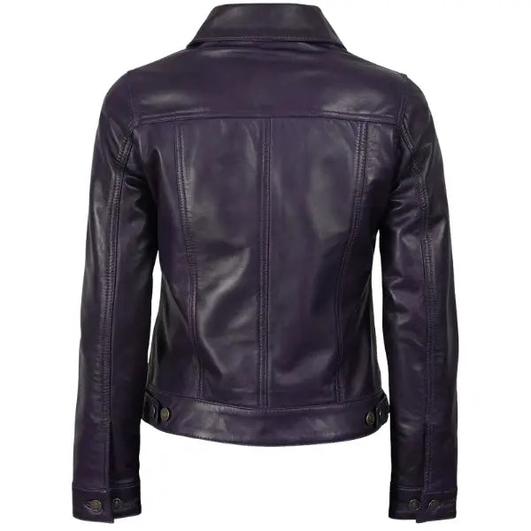 Sowachi Violetta - Women's Purple Leather Trucker Jacket